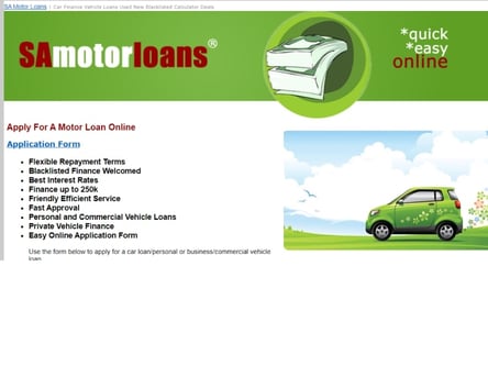 SA Motor Loans homepage