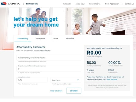 Capitec Home Loan homepage