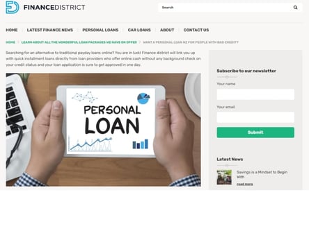 Finance District homepage