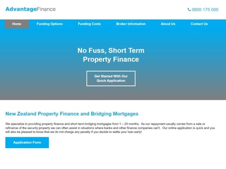 Advantage Finance homepage