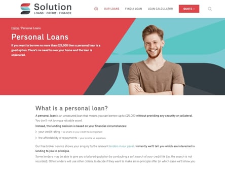 Solution Loans homepage