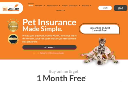 PD Pet Insurance homepage