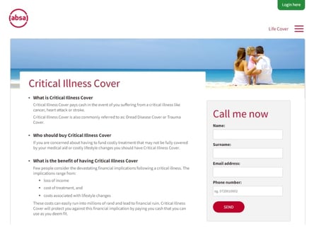 ABSA Insurance homepage