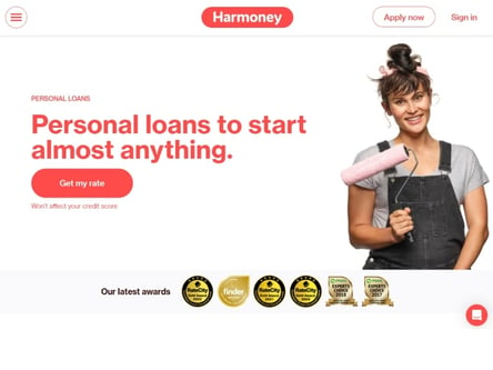 Harmoney homepage