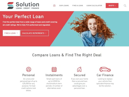 Solution Loans homepage