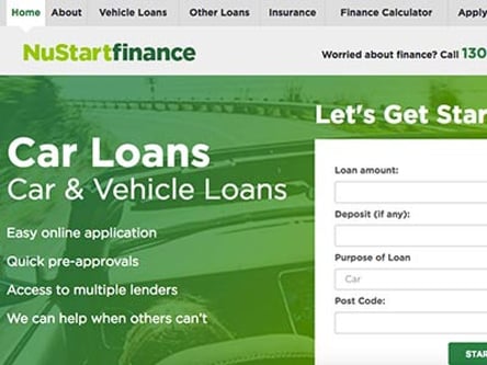 NuStart Finance homepage