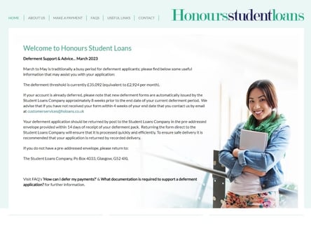 Honours Student Loans homepage