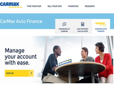 Car Max Finance homepage