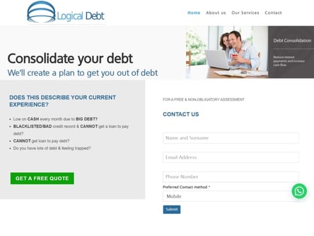 Logical Debt Solutions homepage