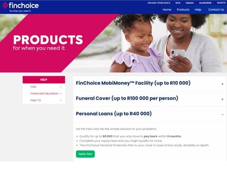 FinChoice homepage