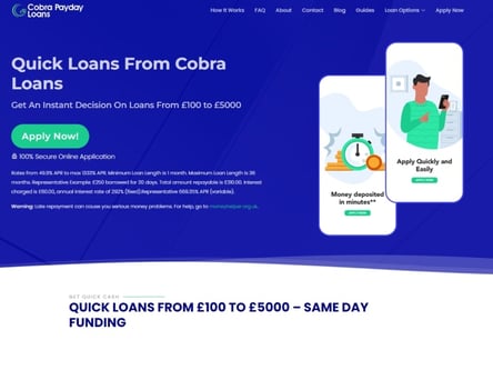 Cobra Payday Loans homepage