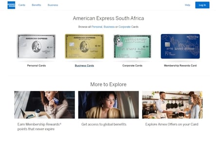 American Express homepage