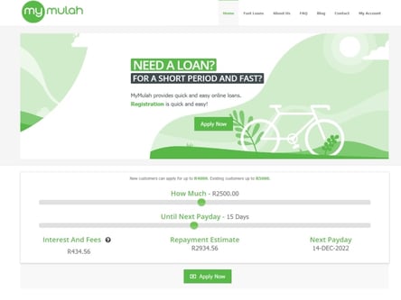 MyMulah homepage