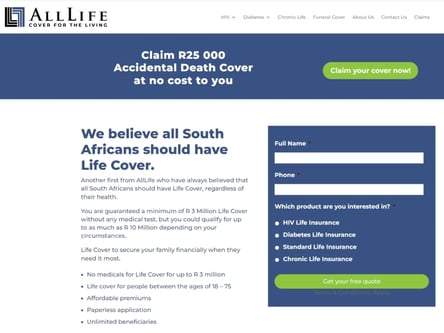 AllLife homepage