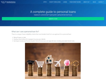 Friendly Finance homepage