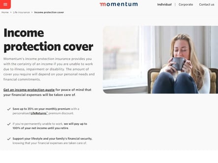 Momentum Insurance homepage