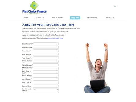 First Choice Finance homepage