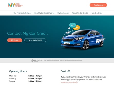My Car Credit homepage