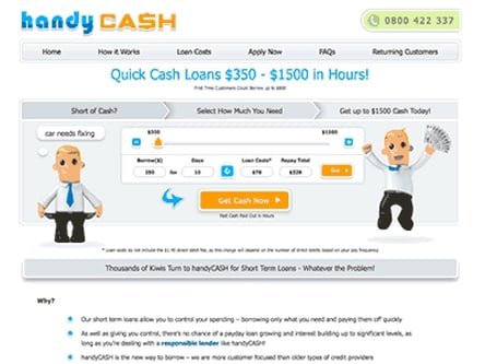 handyCASH homepage