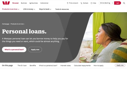 Westpac homepage