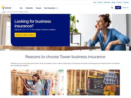 Tower Insurance homepage