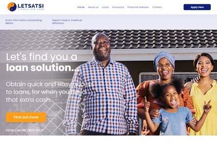 Letsatsi Finance and Loan homepage