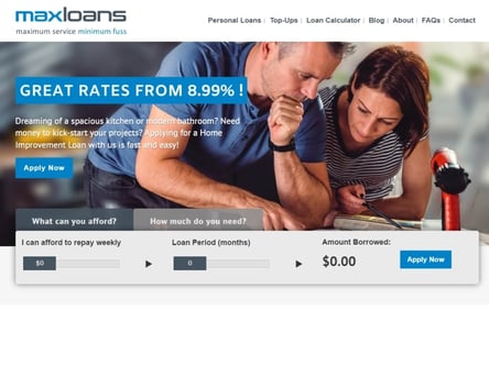 Max Loans homepage