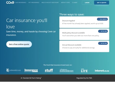 Cove Insurance homepage