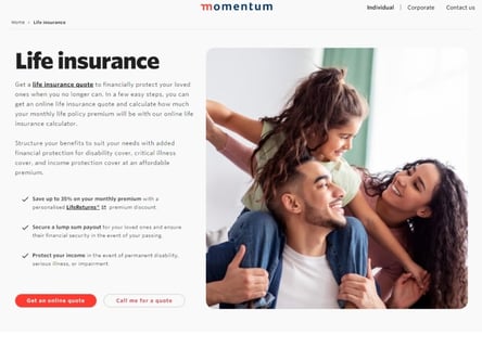 Momentum homepage