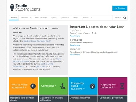 Erudio Student Loans homepage