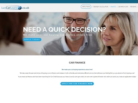 Luv Car Loans homepage