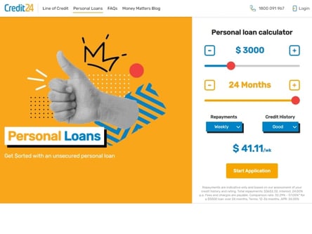 Credit24 Loans homepage