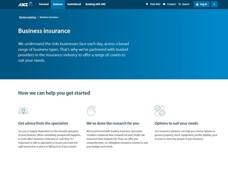 ANZ homepage
