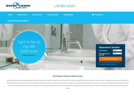 Rapid Loans homepage