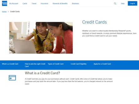 American Express homepage