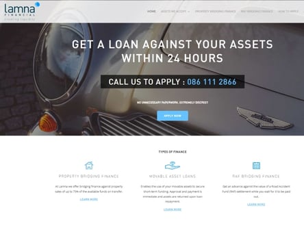 Lamna Financial homepage