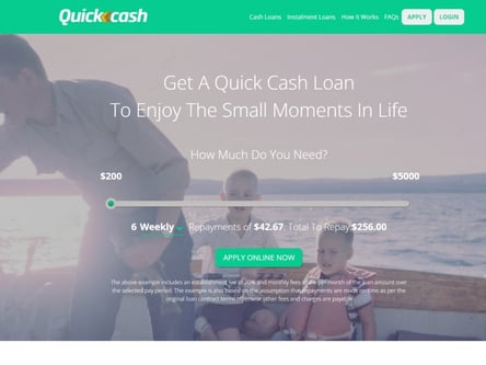 Quick Cash homepage