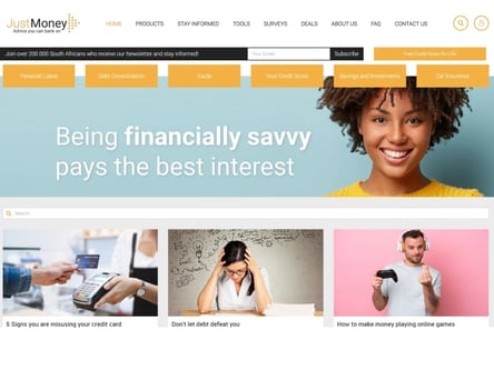 Just Money homepage