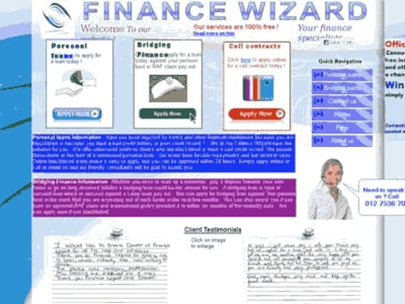Finance Wizard homepage