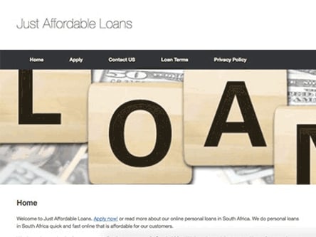 Just Affordable Loans homepage