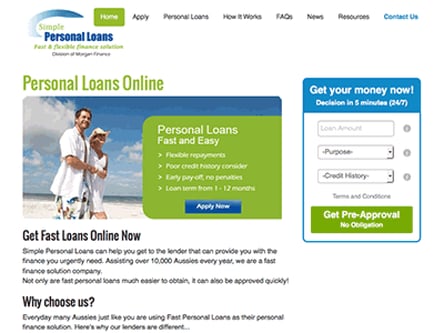 Simple Personal Loans homepage