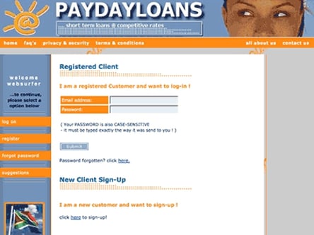SA Payday homepage