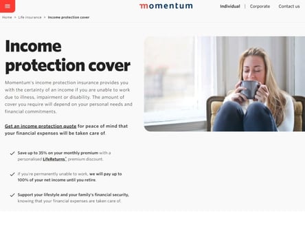 Momentum homepage