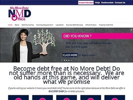 No More Debt homepage
