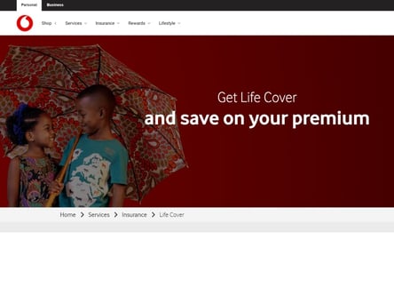 Vodacom Life homepage