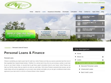 Active Finance homepage