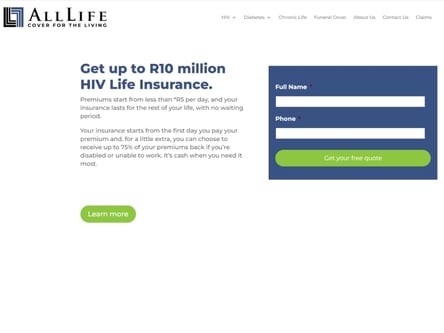 ALL LIFE Insurance homepage