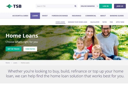 TSB Bank homepage