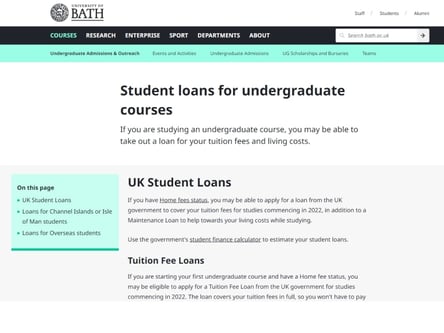 University of Bath homepage