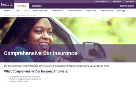 Hollard homepage